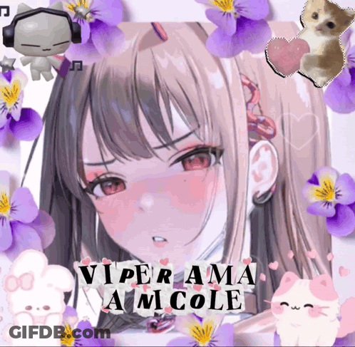 Girl With Purple Flowers And Viper Ama Ami Cole GIF