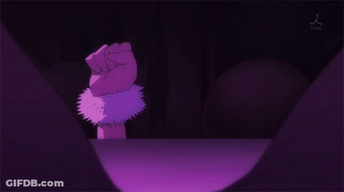 Girl With Purple Hair And Cat Ears Peeking GIF