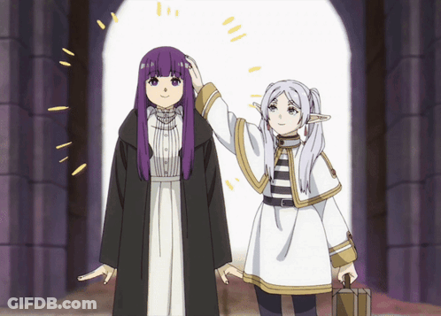 Girl With Purple Hair And Girl With White Hair Standing Together GIF
