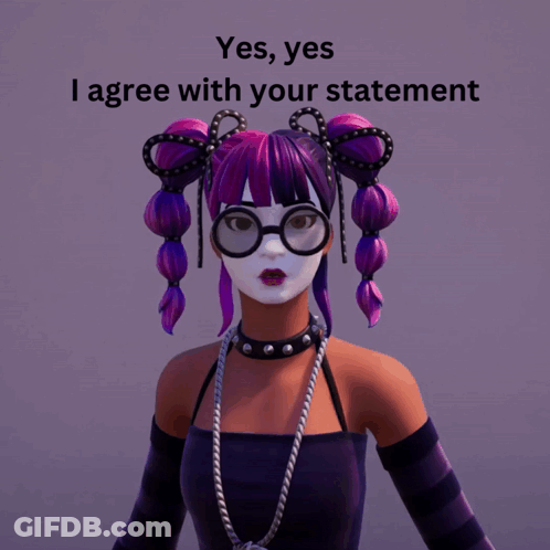 Girl With Purple Hair And Glasses Says Yes GIF