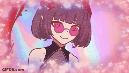 Girl With Purple Hair And Glasses GIF