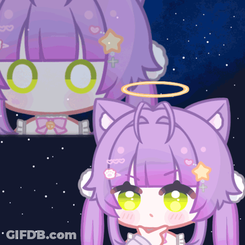 Girl With Purple Hair And Halo GIF