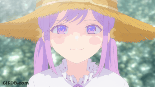 Girl With Purple Hair And Hat GIF
