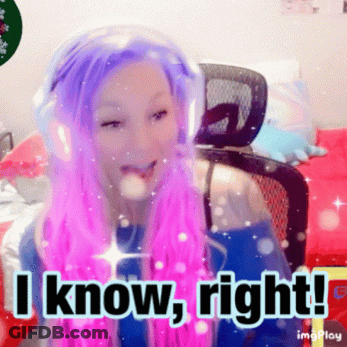 Girl With Purple Hair And Headphones Saying I Know Right GIF