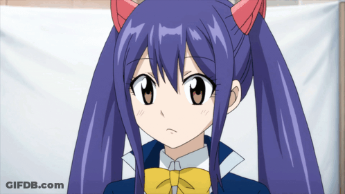 Girl With Purple Hair And Horns In School Uniform GIF