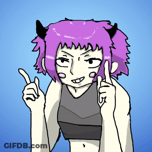Girl With Purple Hair And Horns GIF