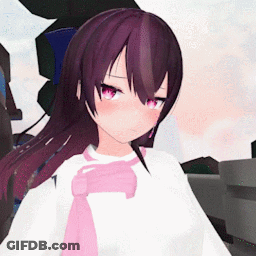 Girl With Purple Hair And Pink Scarf GIF