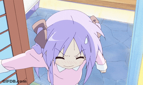 Girl With Purple Hair And Pink Shirt GIF