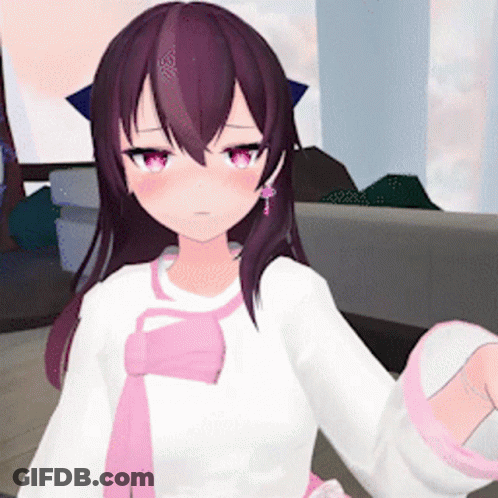 Girl With Purple Hair And Pink Tie GIF