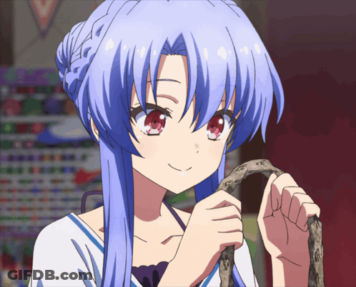 Girl With Purple Hair And Red Eyes Holding Snake GIF