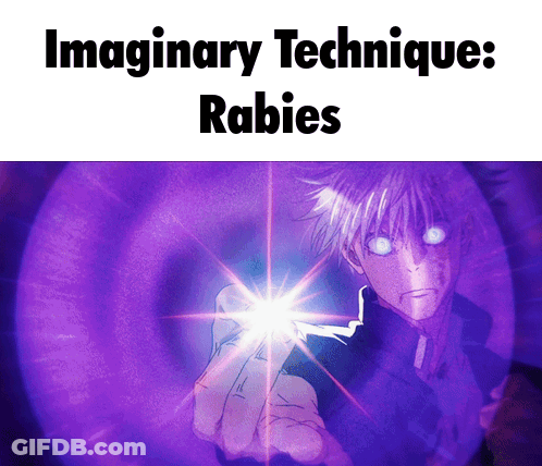 Girl With Purple Hair And Red Eyes Surrounded By Pink Hearts Saying Ably Get Rabies GIF