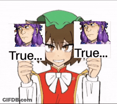 Girl With Purple Hair And Two Signs Saying True GIF