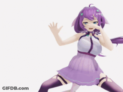 Girl With Purple Hair And White Dress GIF