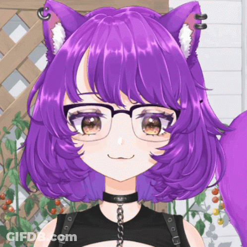 Girl With Purple Hair, Glasses, Black Choker GIF