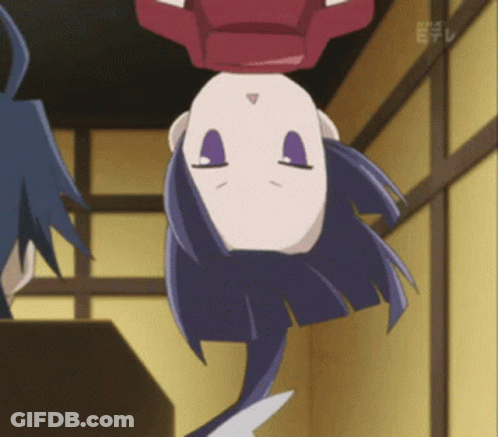 Girl With Purple Hair Hanging Upside Down GIF