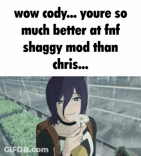 Girl With Purple Hair Holding Flower GIF