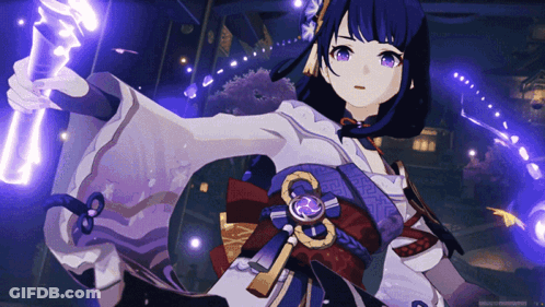 Girl With Purple Hair Holding Purple Torch GIF