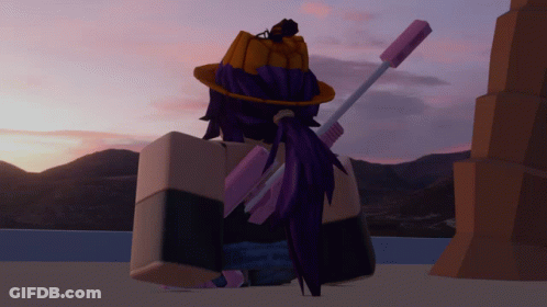 Girl With Purple Hair Holding Toothbrush And Pumpkin Hat GIF