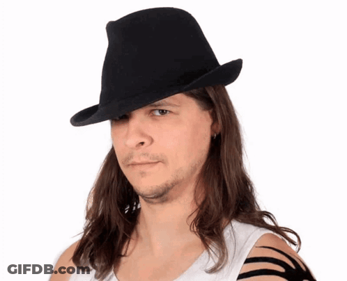 Girl With Purple Hair In Black Top Hat And Purple Cape GIF