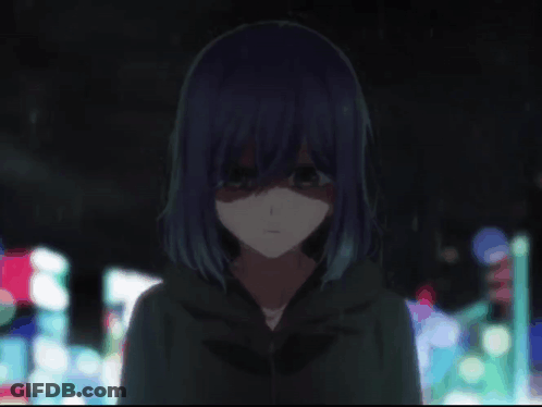 Girl With Purple Hair In Dark City GIF