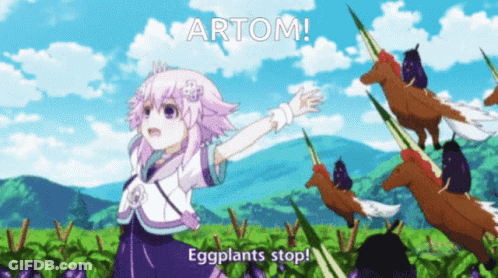 Girl With Purple Hair In Field Artom Eggplants Stop GIF