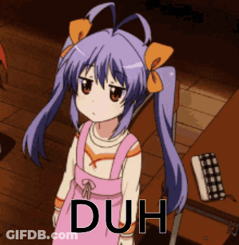 Girl With Purple Hair In Front Of Duh Desk GIF