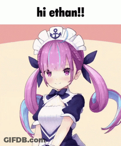 Girl With Purple Hair In Maid Outfit Says Hi Ethan GIF