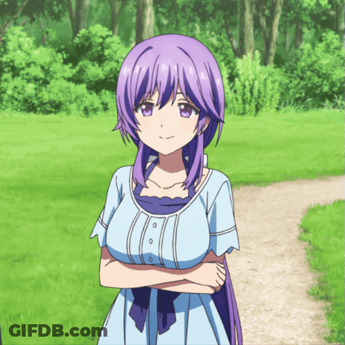 Girl With Purple Hair In Park GIF