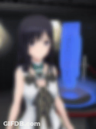 Girl With Purple Hair In White Dress GIF