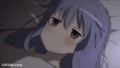 Girl With Purple Hair Laying In Bed GIF