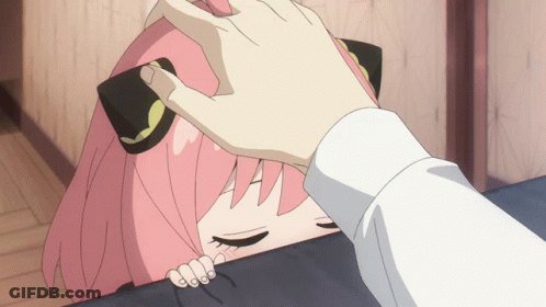 Girl With Purple Hair Looking Up At Someone GIF