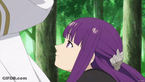 Girl With Purple Hair Looking Up GIF