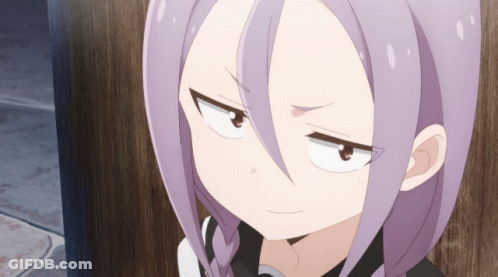 Girl With Purple Hair Making A Face GIF