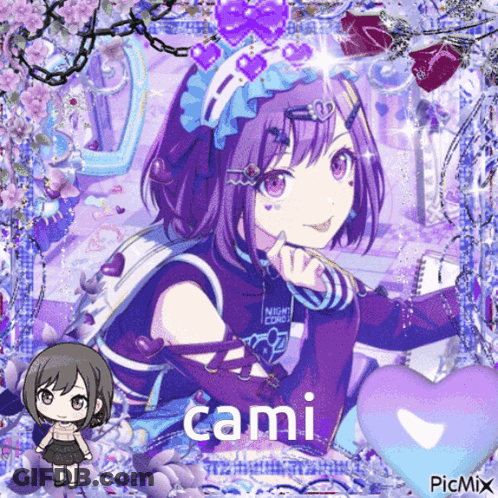 Girl With Purple Hair Named Cami GIF