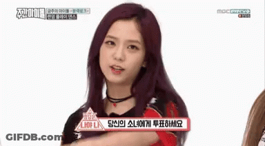 Girl With Purple Hair Pointing At Camera Pick GIF
