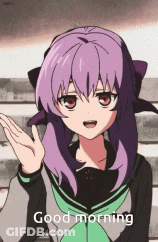 Girl With Purple Hair Saying Good Morning GIF