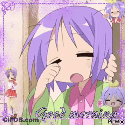 Girl With Purple Hair Saying Good Morning Picmix GIF