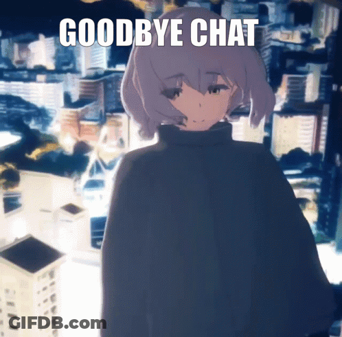 Girl With Purple Hair Saying Goodbye Chat In Front Of City GIF