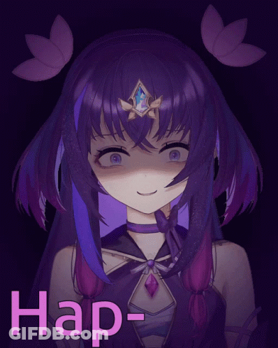 Girl With Purple Hair Saying Hap GIF