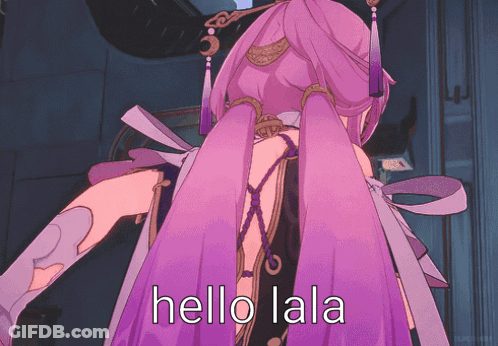 Girl With Purple Hair Saying Hello Lala GIF