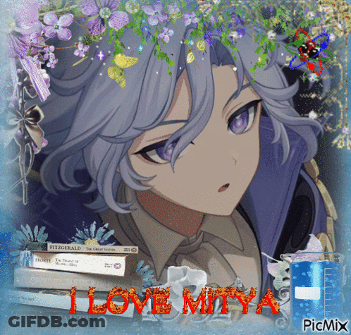 Girl With Purple Hair Saying I Love Mitya GIF