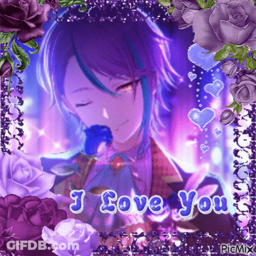 Girl With Purple Hair Saying I Love You GIF