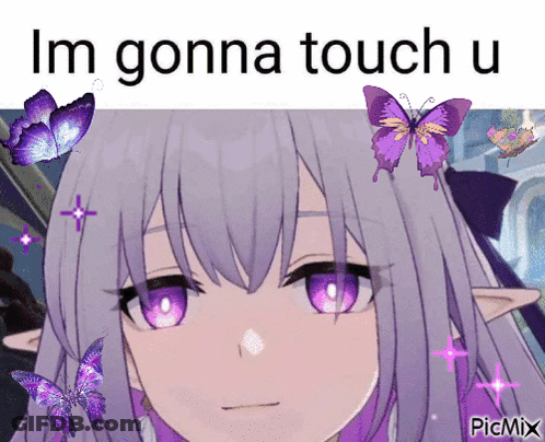 Girl With Purple Hair Saying Im Gonna Touch U GIF
