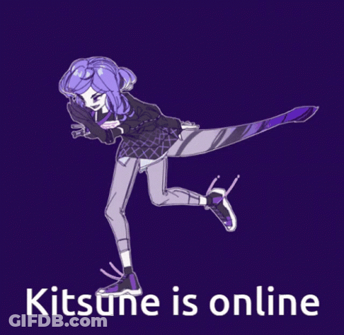 Girl With Purple Hair Saying Kitsune Is Online GIF