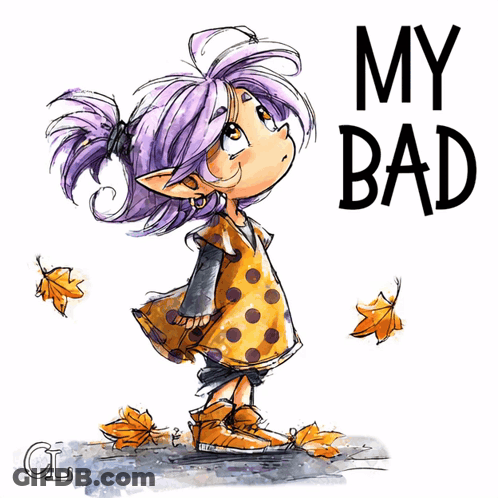 Girl With Purple Hair Saying My Bad GIF