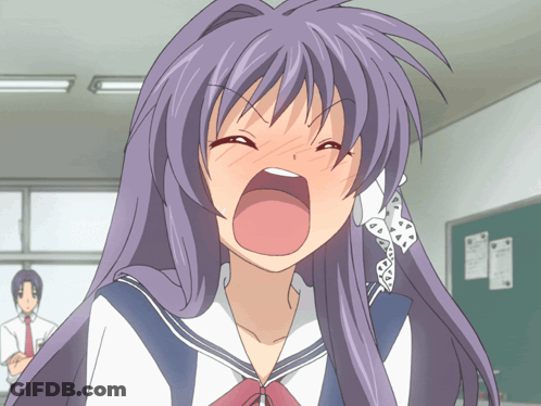 Girl With Purple Hair Screaming In Classroom GIF