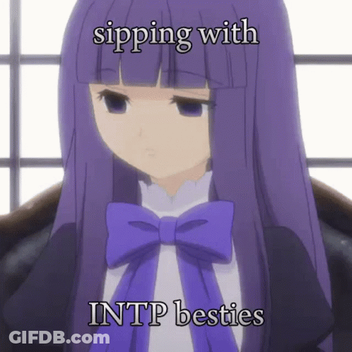Girl With Purple Hair Sipping With INTP Besties GIF
