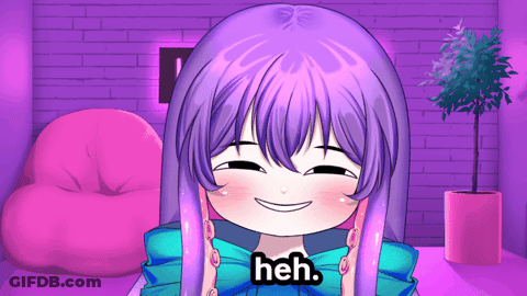 Girl With Purple Hair Smiling Heh GIF