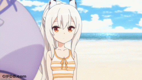 Girl With Purple Hair Standing Next To Another Girl GIF