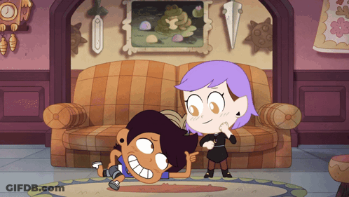 Girl With Purple Hair Standing Next To Boy GIF